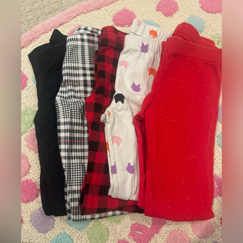Cat & Jack Kids Leggings Set - Black, Red, White, Multicolor